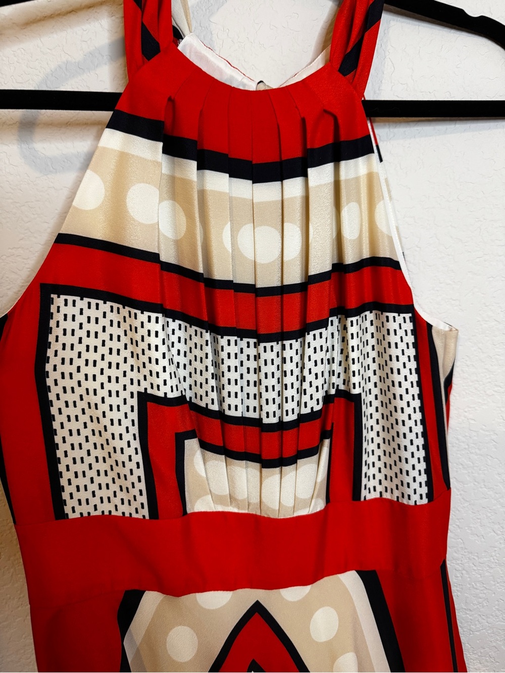 Eliza J Womens Scarf Crepe de Chine Halter Maxi Dress Size 6 Red Cream Summer - Picture 5 of 10